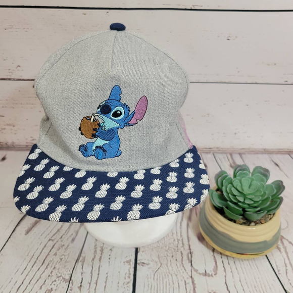 Disney Accessories - Disney Lilo Stitch Snapback Cap Hat Pineapple Flat Bill Gray Crown #1578